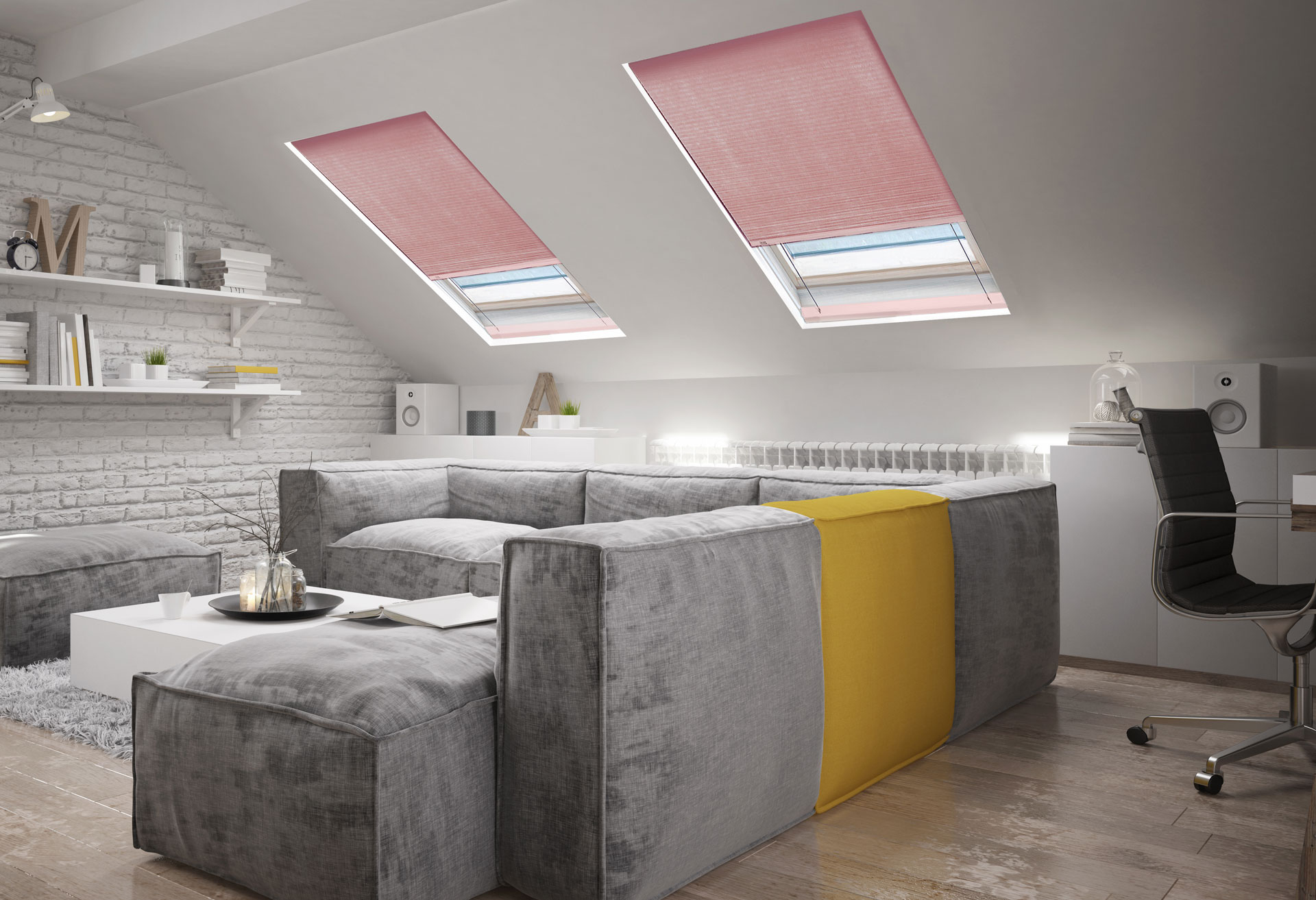 ClearFit™ Cellular Shades for Skylights in the living room
